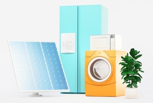 house appliances next to a solar panel