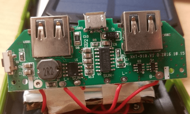PCB inside a solar battery charger