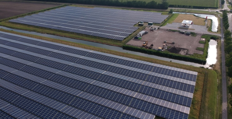 panoramic view of a group of solar panels