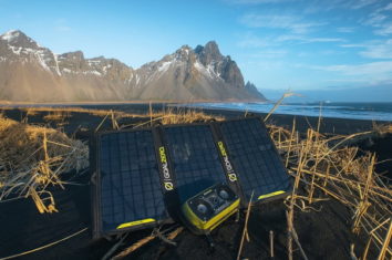 there is a solar portable charger near the sea